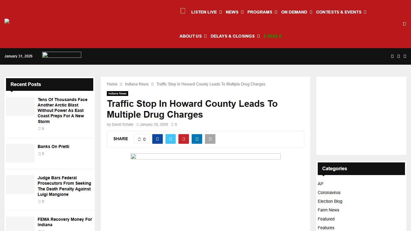 Traffic Stop In Howard County Leads To Multiple Drug Charges - WOWO News/Talk 92.3 FM and 1190 AM