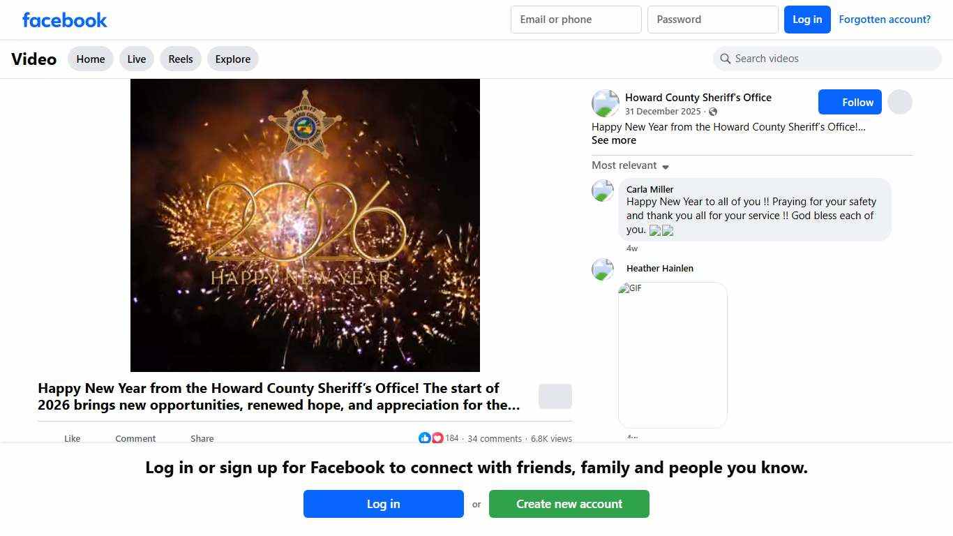 Happy New Year from the Howard County Sheriff’s Office! The start of 2026 brings new opportunities, renewed hope, and appreciation for the community we proudly serve. Thank you for your continued support as we move forward together into the new year. Please celebrate responsibly and plan for a safe ride home. Wishing you a happy, healthy, and positive New Year! Captain Buckley Howard County Sheriff's Office Facebook