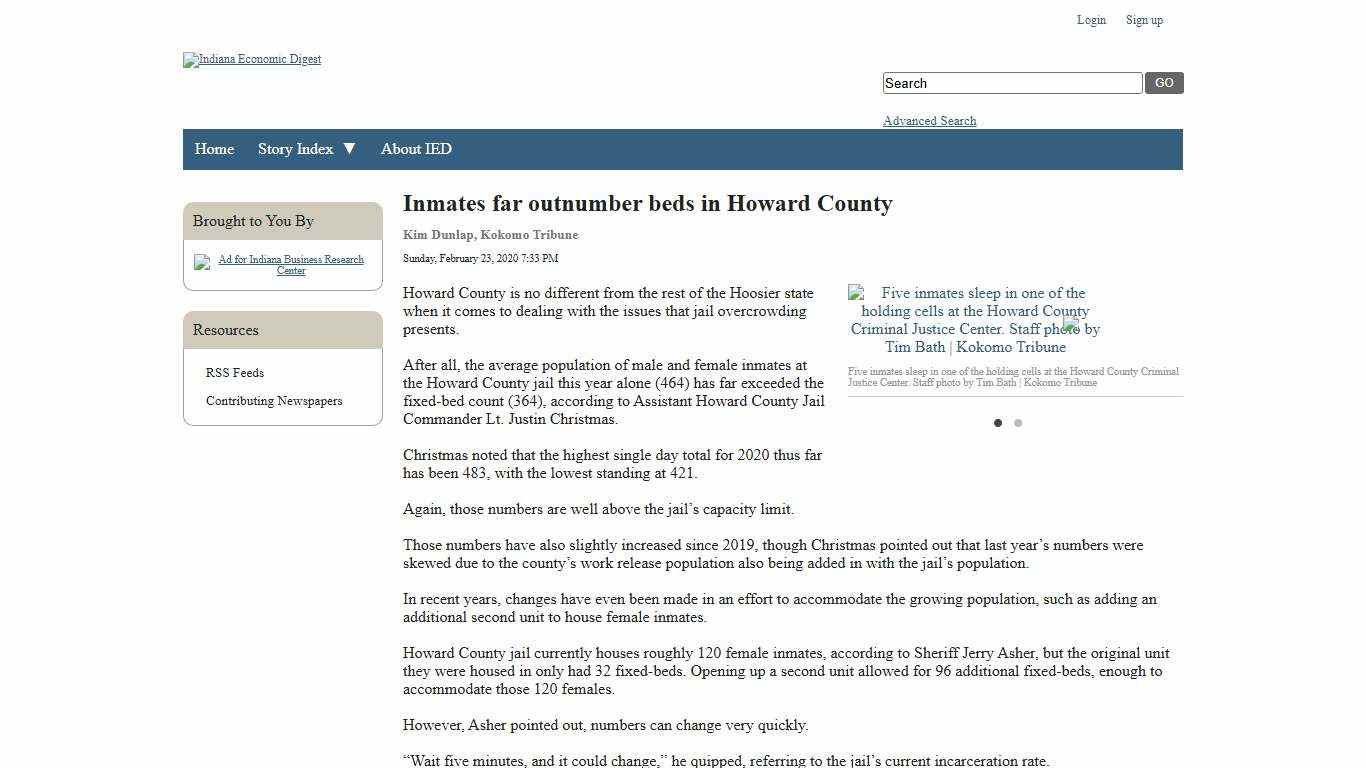 Inmates far outnumber beds in Howard County - Indiana Economic Digest