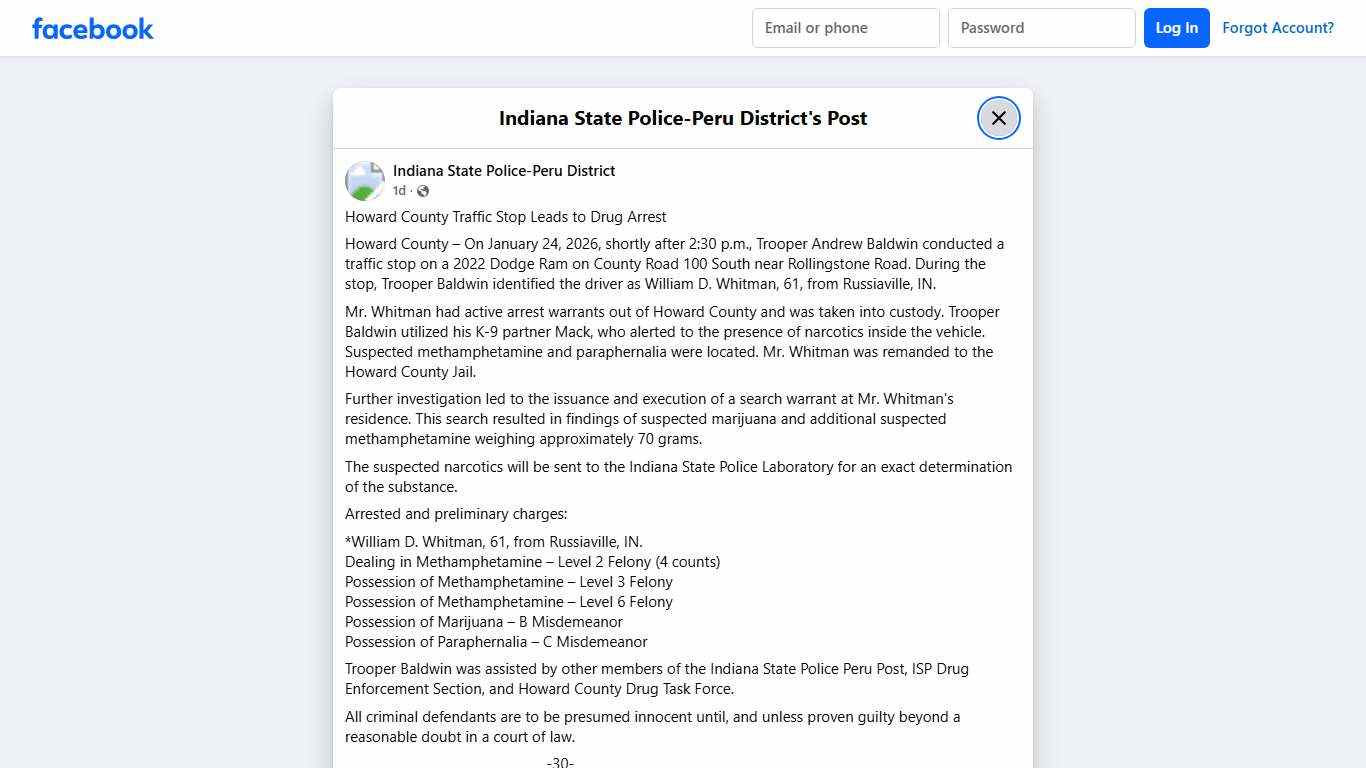 Howard County Traffic... - Indiana State Police-Peru District Facebook