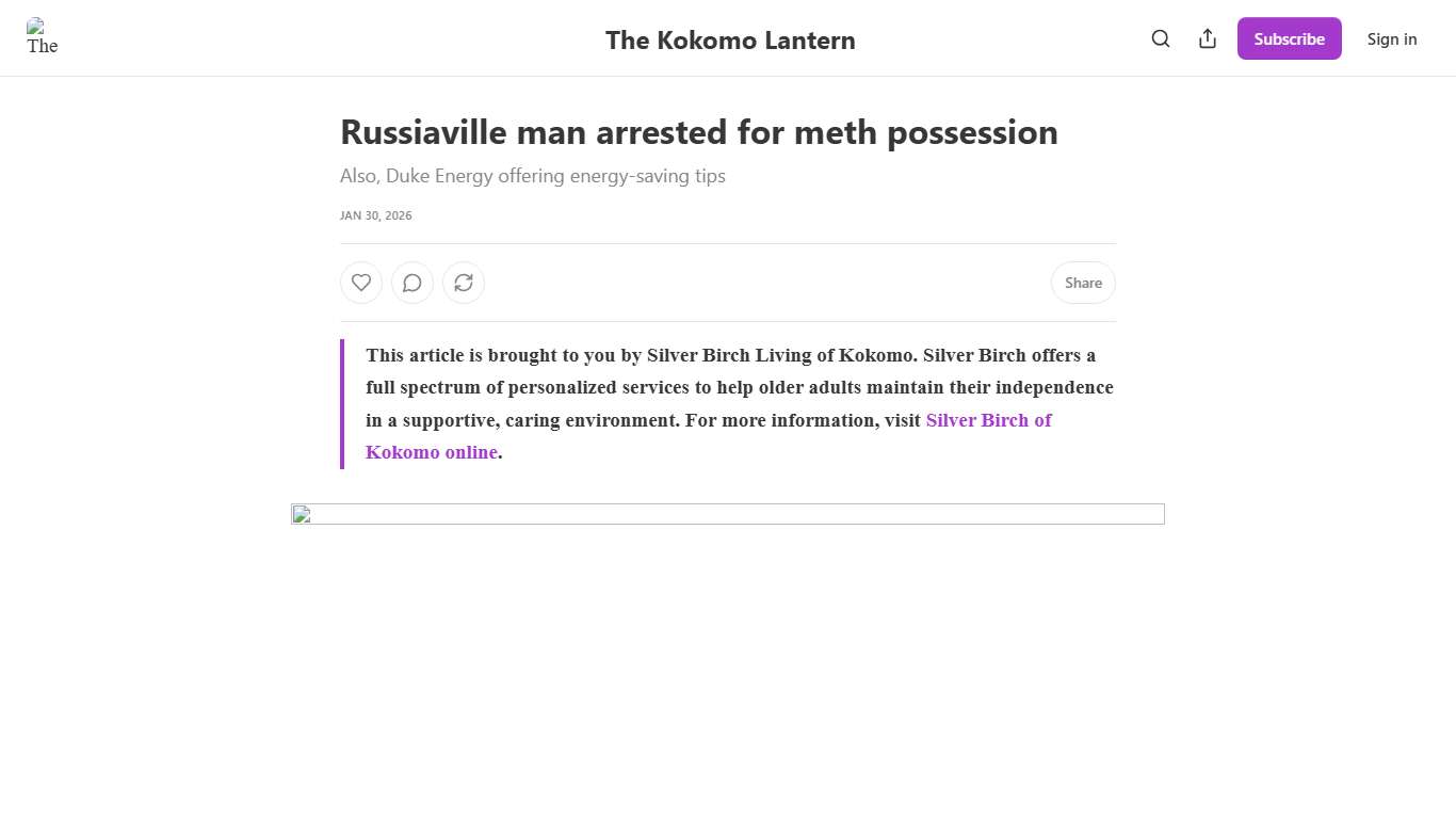 Russiaville man arrested for meth possession